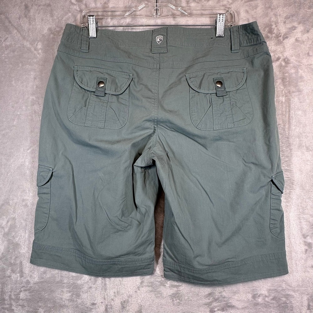 Kuhl Cargo Shorts Womens 14 Green Vintage Patina Dye Hiking Utility Outdoor - Picture 10 of 11
